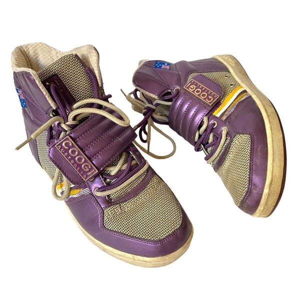 Vintage Coogi Australia Purple Leather Hi Fashion Sneakers Men's Shoe 8 EUR 41 - Picture 2 of 12